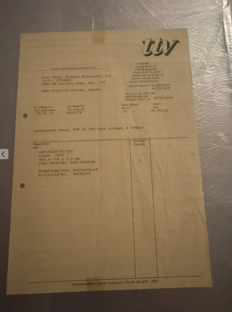 ANTIFLEX -PC/ITO, 30Ohm/sq. / Clear 1000/450.0 x 300.0 x 3.0mm