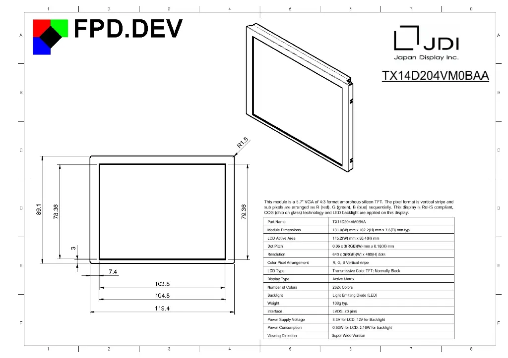 DSP / JDI / TX14D204VM0BAA